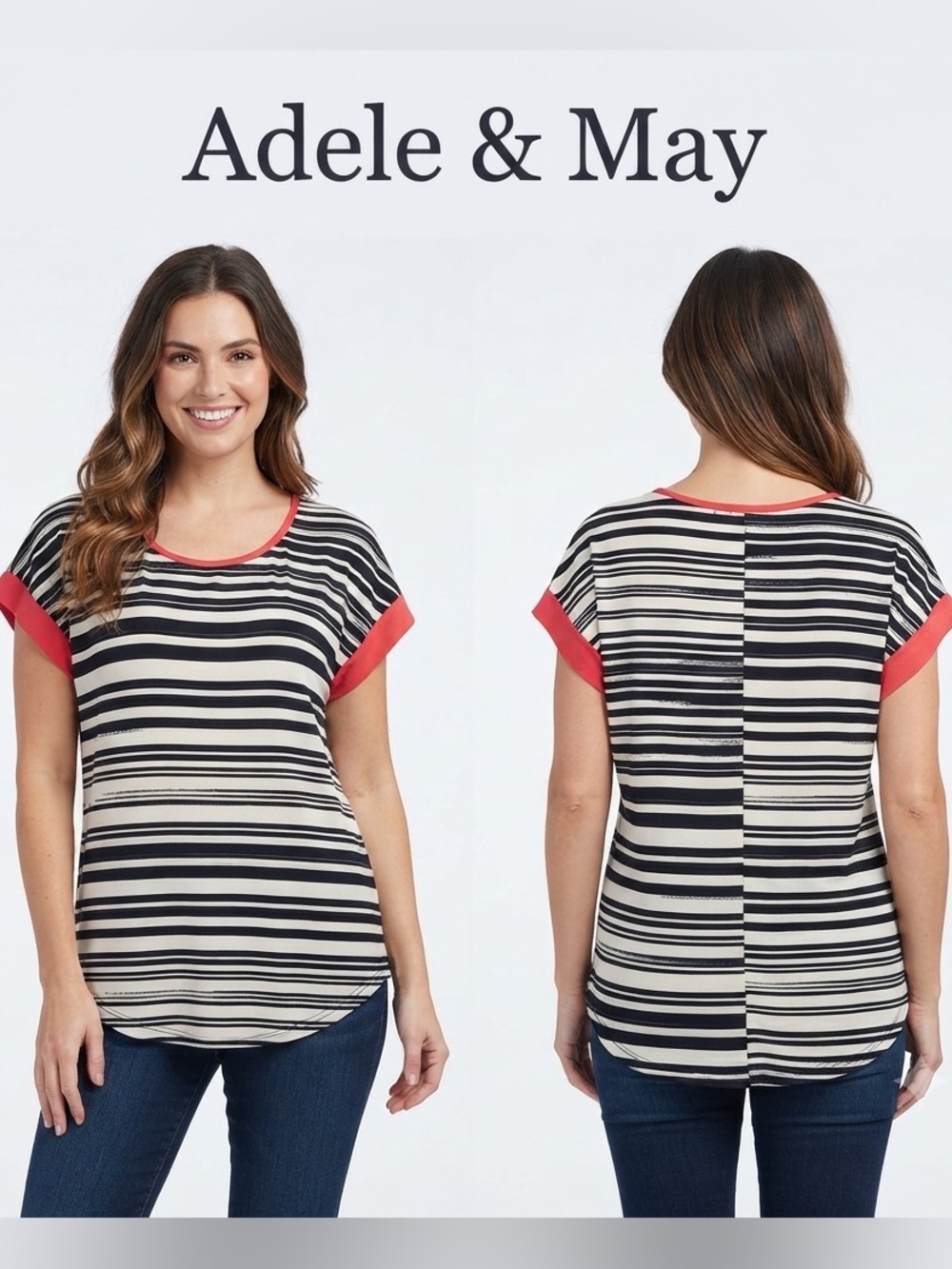 Adele & May Curved Hem Cap Sleeves Top M